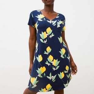 Soma Cool Nights Short Sleeve Sleepshirt Lemons XS X-Small Nightshirt Blue Dress